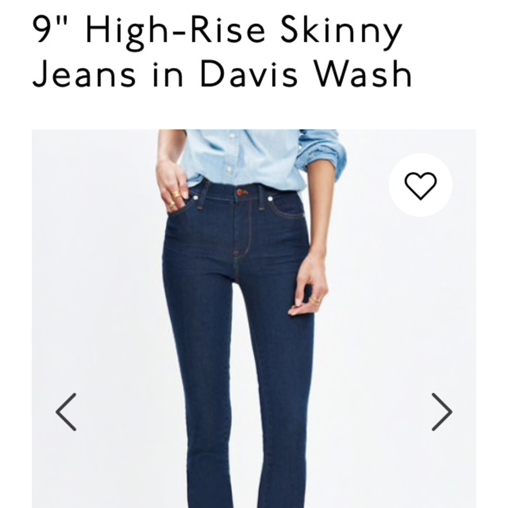 Madewell 9”high riser skinny jean 26